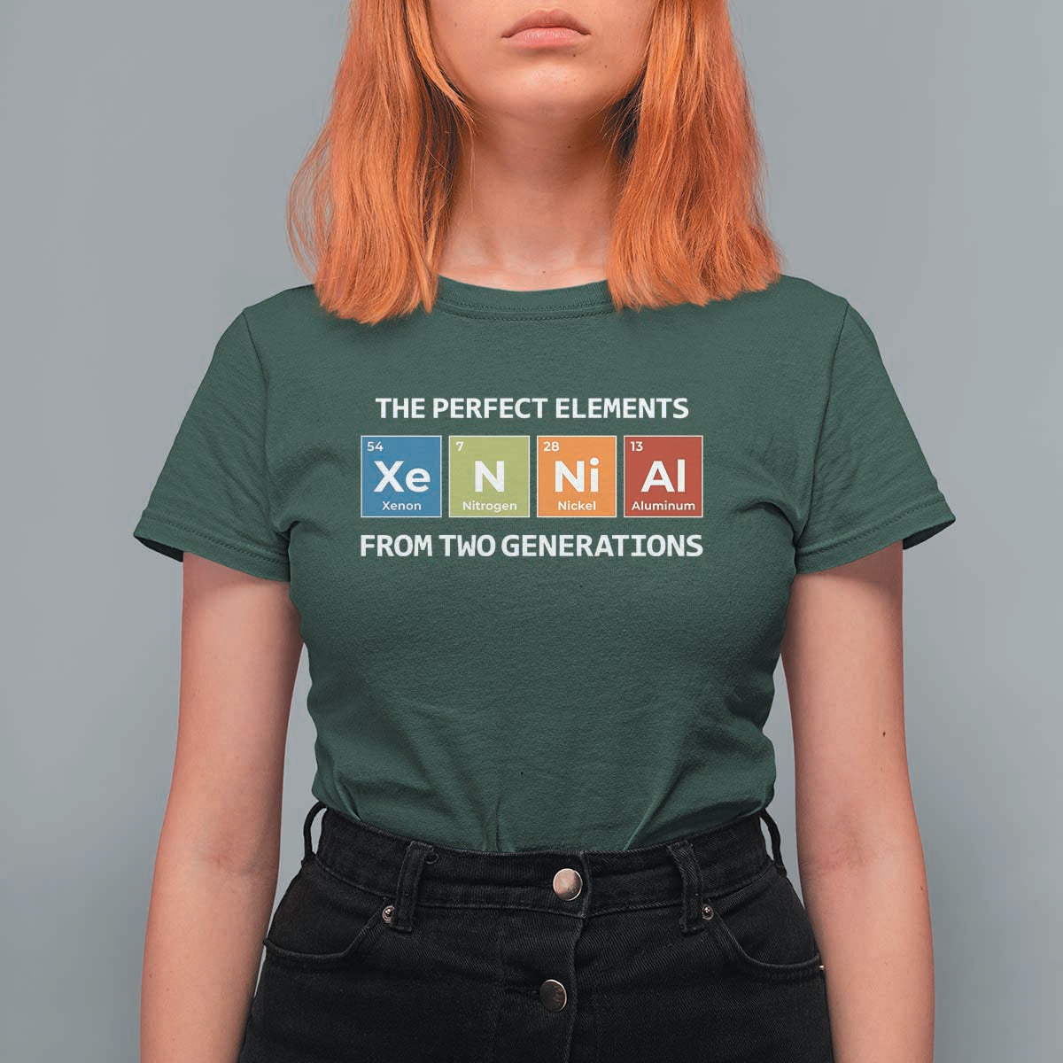 Xennial The Perfect Elements From Two Generations T Shirt For Women Periodic Table Science Graphic