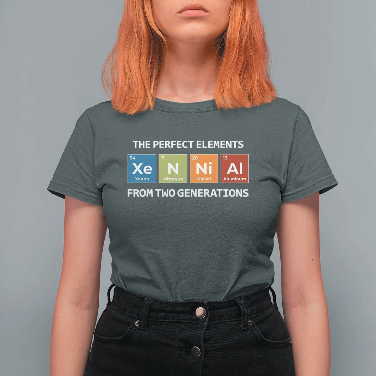Xennial The Perfect Elements From Two Generations T Shirt For Women Periodic Table Science Graphic