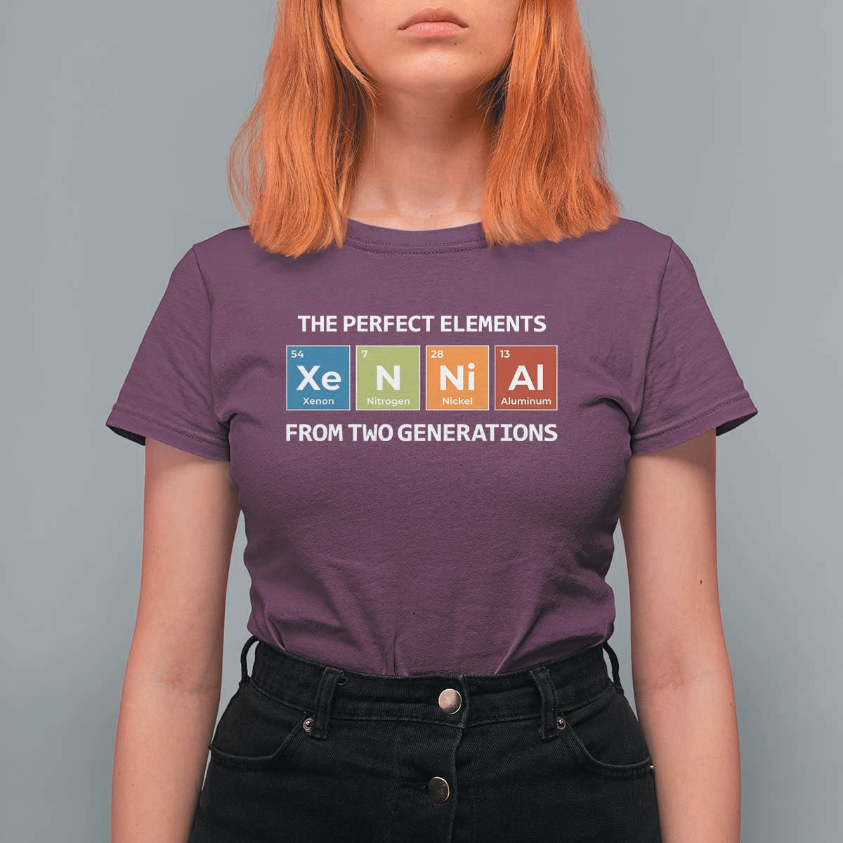 Xennial The Perfect Elements From Two Generations T Shirt For Women Periodic Table Science Graphic