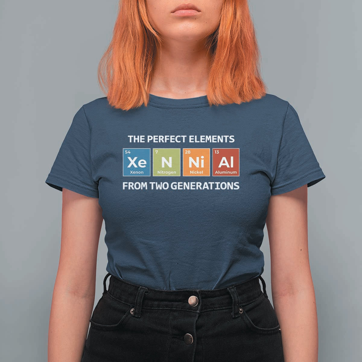 Xennial The Perfect Elements From Two Generations T Shirt For Women Periodic Table Science Graphic