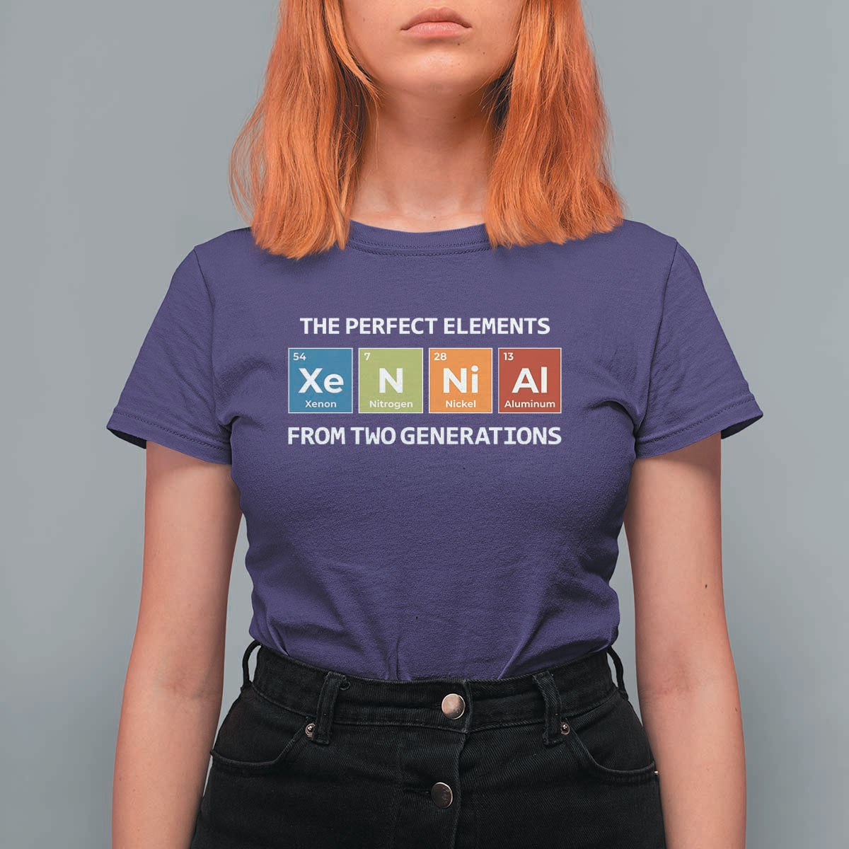 Xennial The Perfect Elements From Two Generations T Shirt For Women Periodic Table Science Graphic