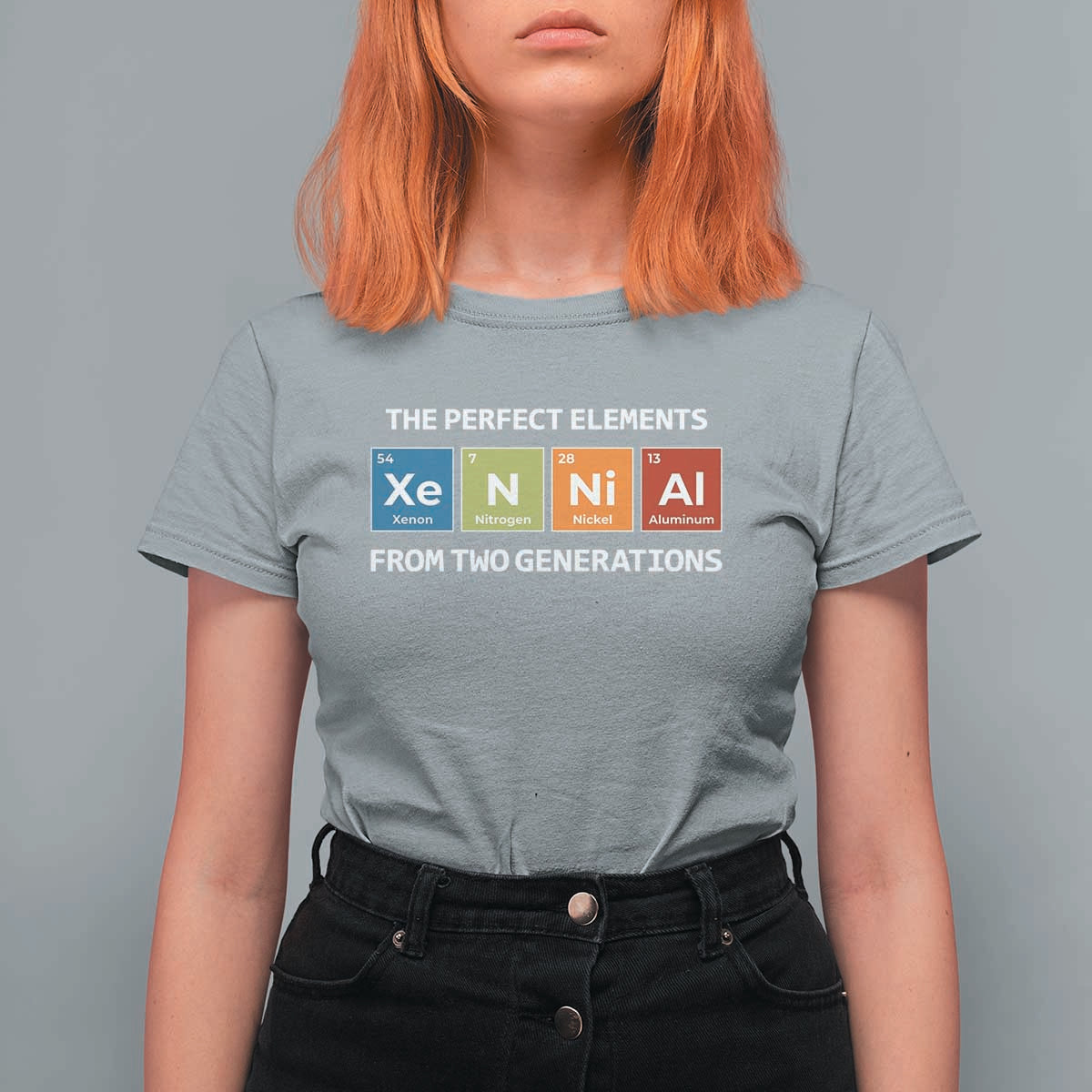 Xennial The Perfect Elements From Two Generations T Shirt For Women Periodic Table Science Graphic