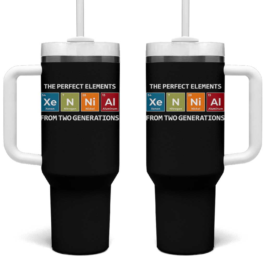 Xennial The Perfect Elements From Two Generations Tumbler With Handle Periodic Table Science Graphic