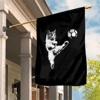 Vintage Sketch Soccer Cat Graphic Garden Flag Kitten Kicking Football Sports Lover