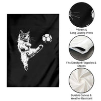 Vintage Sketch Soccer Cat Graphic Garden Flag Kitten Kicking Football Sports Lover