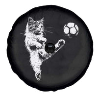 Vintage Sketch Soccer Cat Graphic Spare Tire Cover Kitten Kicking Football Sports Lover