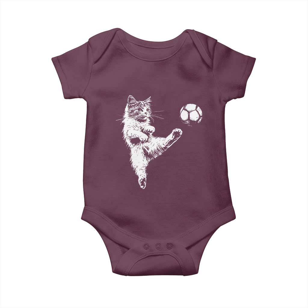 Vintage Sketch Soccer Cat Graphic Baby Onesie Kitten Kicking Football Sports Lover