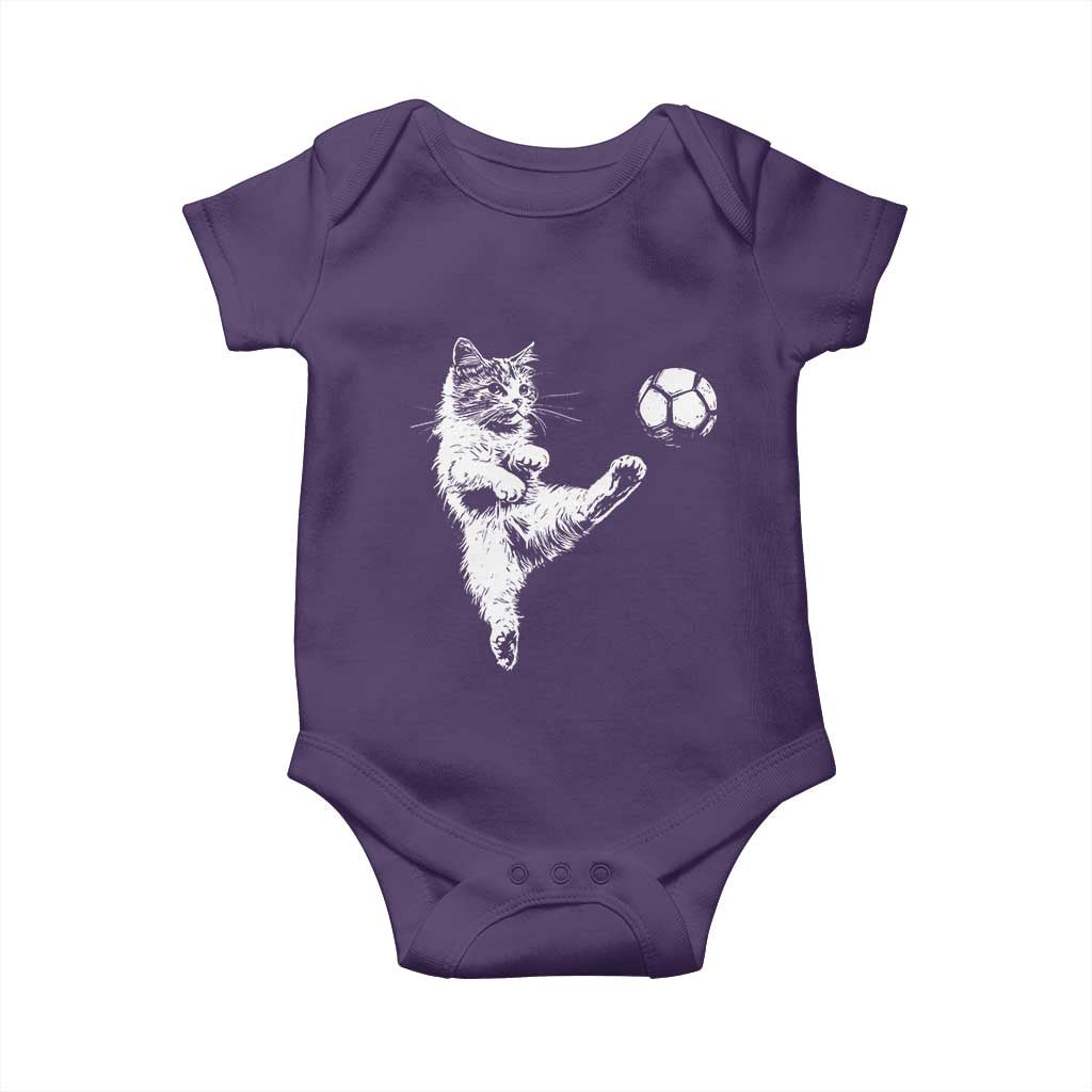Vintage Sketch Soccer Cat Graphic Baby Onesie Kitten Kicking Football Sports Lover
