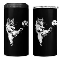 Vintage Sketch Soccer Cat Graphic 4 in 1 Can Cooler Tumbler Kitten Kicking Football Sports Lover