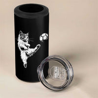 Vintage Sketch Soccer Cat Graphic 4 in 1 Can Cooler Tumbler Kitten Kicking Football Sports Lover