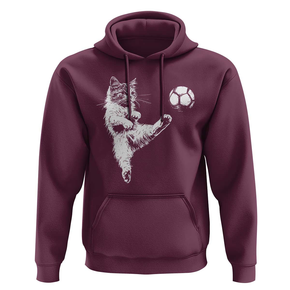 Vintage Sketch Soccer Cat Graphic Hoodie Kitten Kicking Football Sports Lover