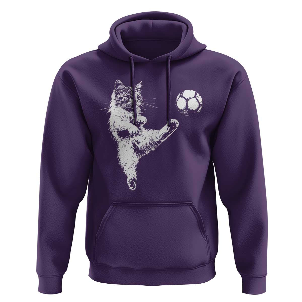 Vintage Sketch Soccer Cat Graphic Hoodie Kitten Kicking Football Sports Lover