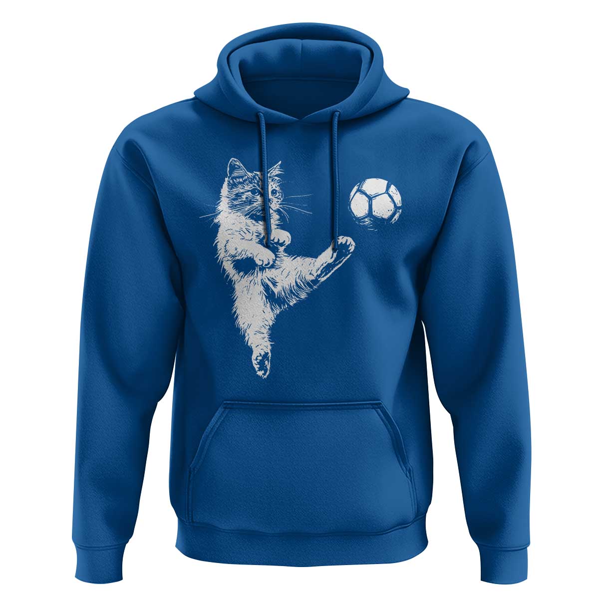Vintage Sketch Soccer Cat Graphic Hoodie Kitten Kicking Football Sports Lover