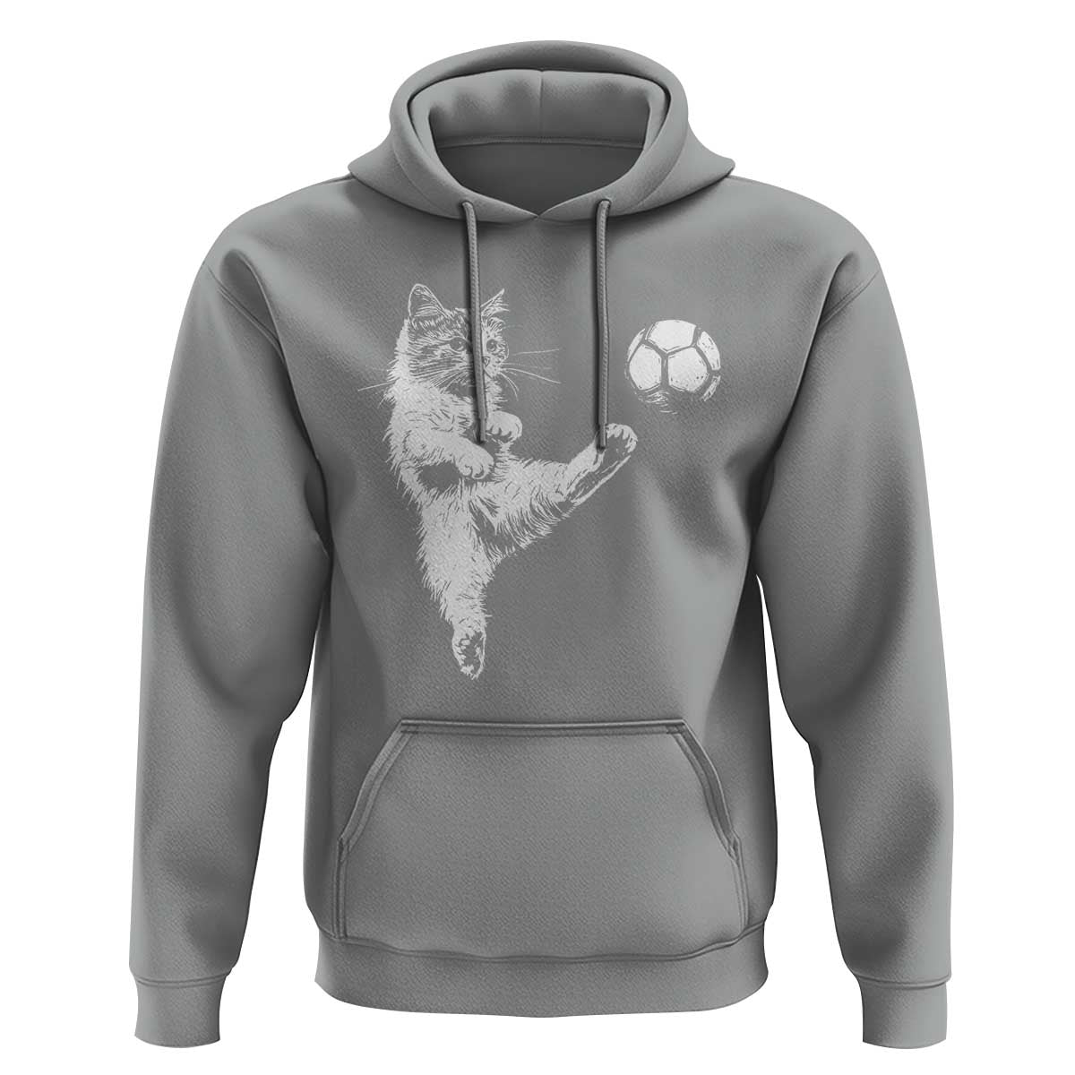 Vintage Sketch Soccer Cat Graphic Hoodie Kitten Kicking Football Sports Lover