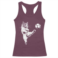 Vintage Sketch Soccer Cat Graphic Racerback Tank Top Kitten Kicking Football Sports Lover