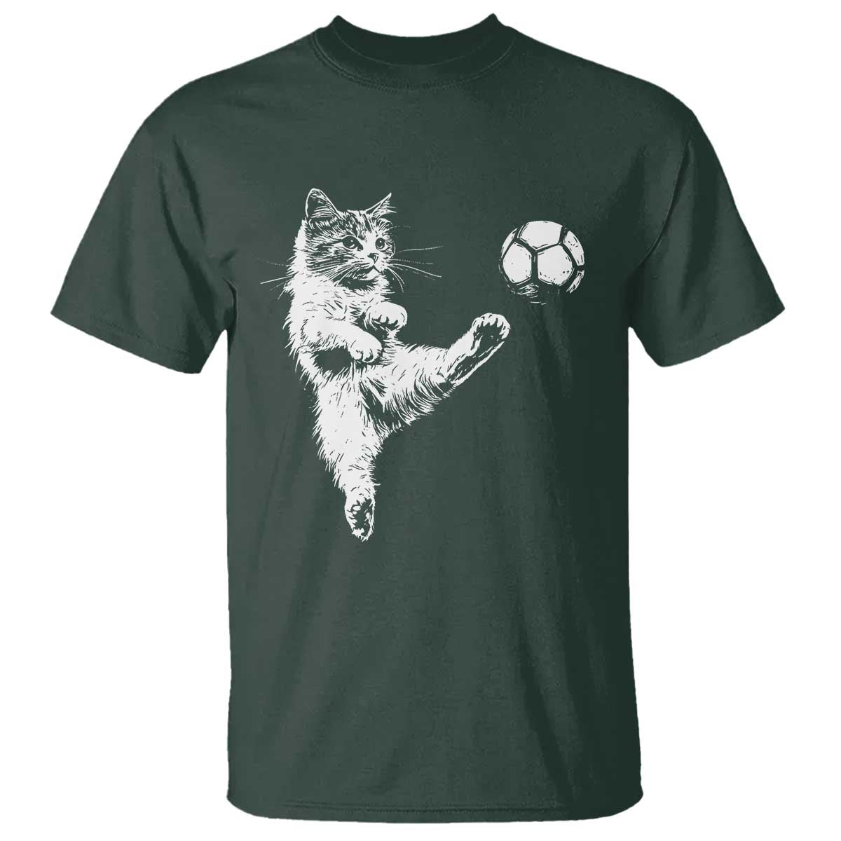 Vintage Sketch Soccer Cat Graphic T Shirt Kitten Kicking Football Sports Lover