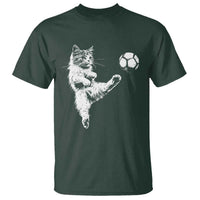 Vintage Sketch Soccer Cat Graphic T Shirt Kitten Kicking Football Sports Lover