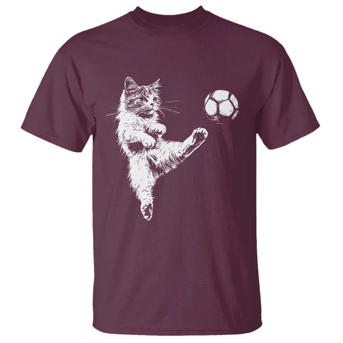 Vintage Sketch Soccer Cat Graphic T Shirt Kitten Kicking Football Sports Lover