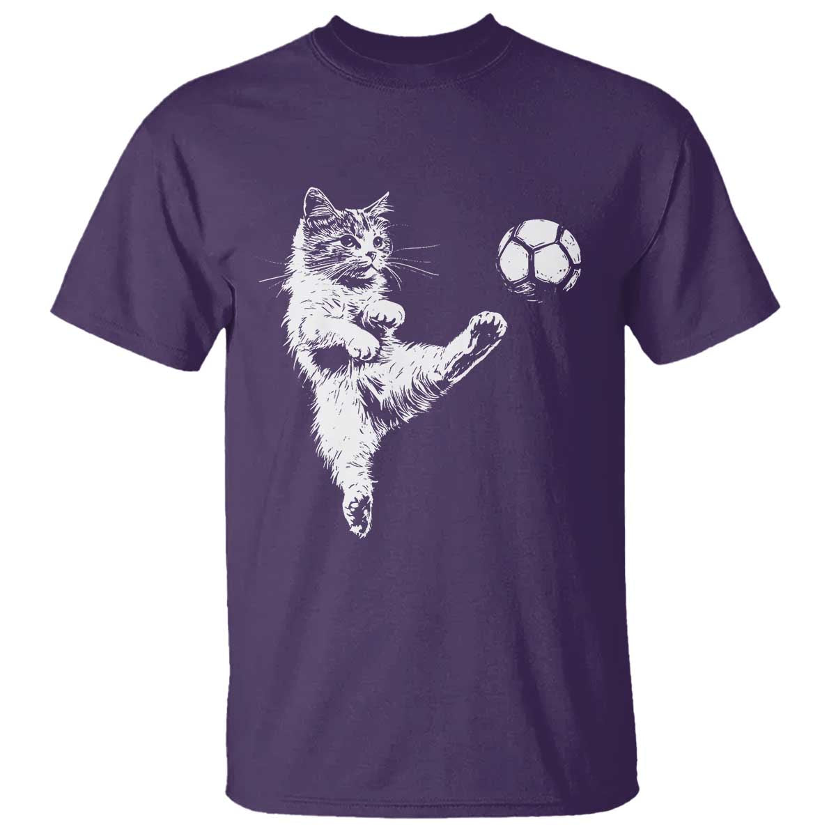 Vintage Sketch Soccer Cat Graphic T Shirt Kitten Kicking Football Sports Lover