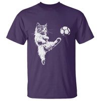 Vintage Sketch Soccer Cat Graphic T Shirt Kitten Kicking Football Sports Lover