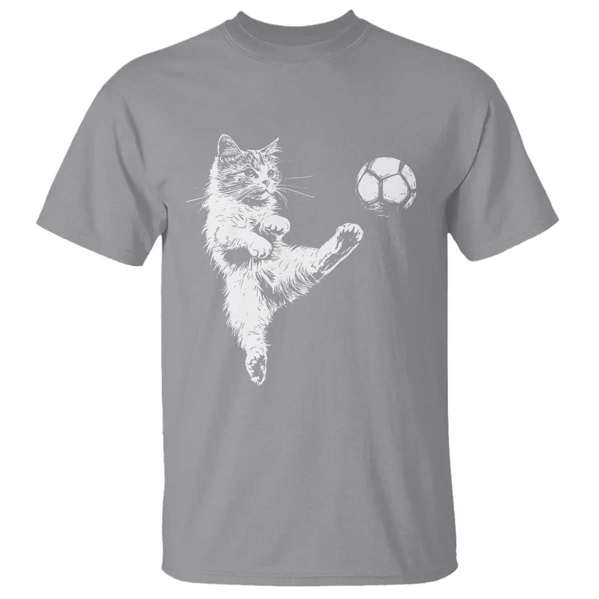 Vintage Sketch Soccer Cat Graphic T Shirt Kitten Kicking Football Sports Lover