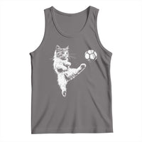 Vintage Sketch Soccer Cat Graphic Tank Top Kitten Kicking Football Sports Lover