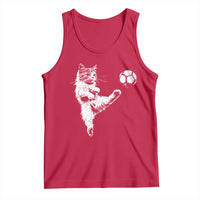 Vintage Sketch Soccer Cat Graphic Tank Top Kitten Kicking Football Sports Lover