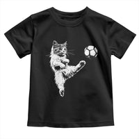 Vintage Sketch Soccer Cat Graphic Toddler T Shirt Kitten Kicking Football Sports Lover
