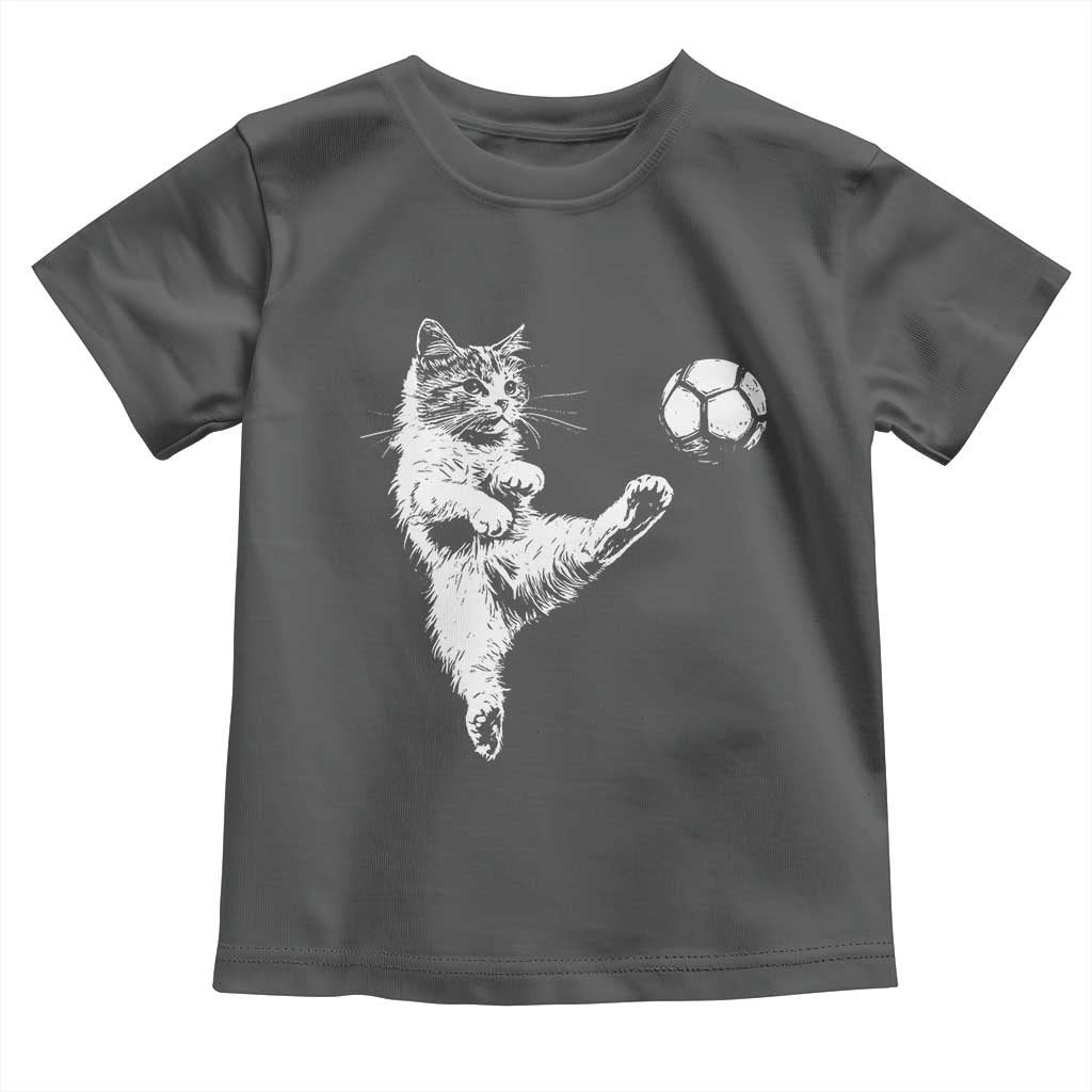 Vintage Sketch Soccer Cat Graphic Toddler T Shirt Kitten Kicking Football Sports Lover