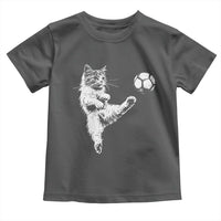 Vintage Sketch Soccer Cat Graphic Toddler T Shirt Kitten Kicking Football Sports Lover