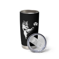 Vintage Sketch Soccer Cat Graphic Tumbler Cup Kitten Kicking Football Sports Lover