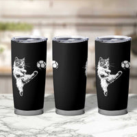 Vintage Sketch Soccer Cat Graphic Tumbler Cup Kitten Kicking Football Sports Lover