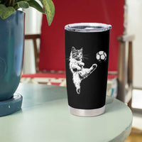 Vintage Sketch Soccer Cat Graphic Tumbler Cup Kitten Kicking Football Sports Lover