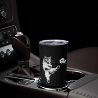 Vintage Sketch Soccer Cat Graphic Tumbler Cup Kitten Kicking Football Sports Lover