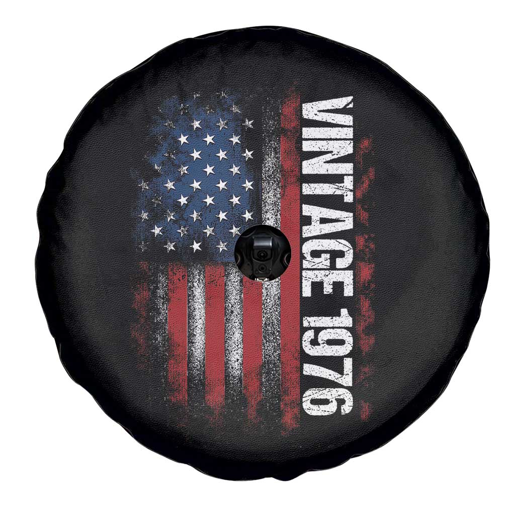 1976 Distressed American Flag Spare Tire Cover Patriotic 50th Birthday Graphic