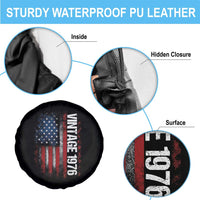 1976 Distressed American Flag Spare Tire Cover Patriotic 50th Birthday Graphic