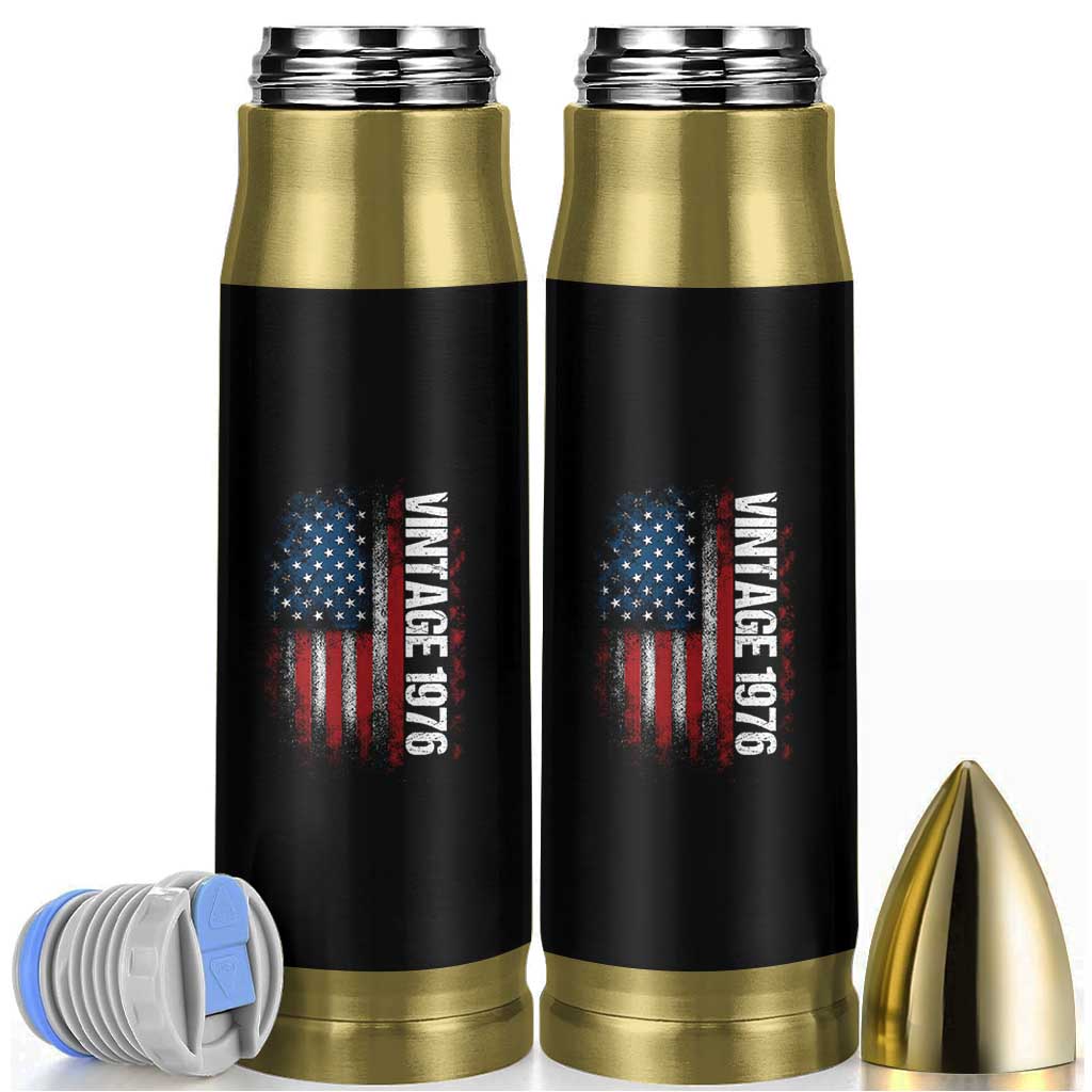 1976 Distressed American Flag Bullet Tumbler Patriotic 50th Birthday Graphic