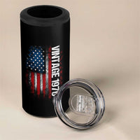 1976 Distressed American Flag 4 in 1 Can Cooler Tumbler Patriotic 50th Birthday Graphic