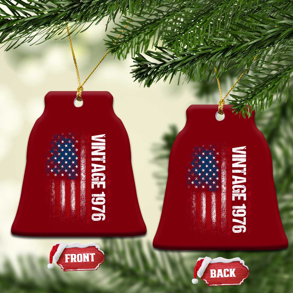 1976 Distressed American Flag Ceramic Ornament Patriotic 50th Birthday Graphic