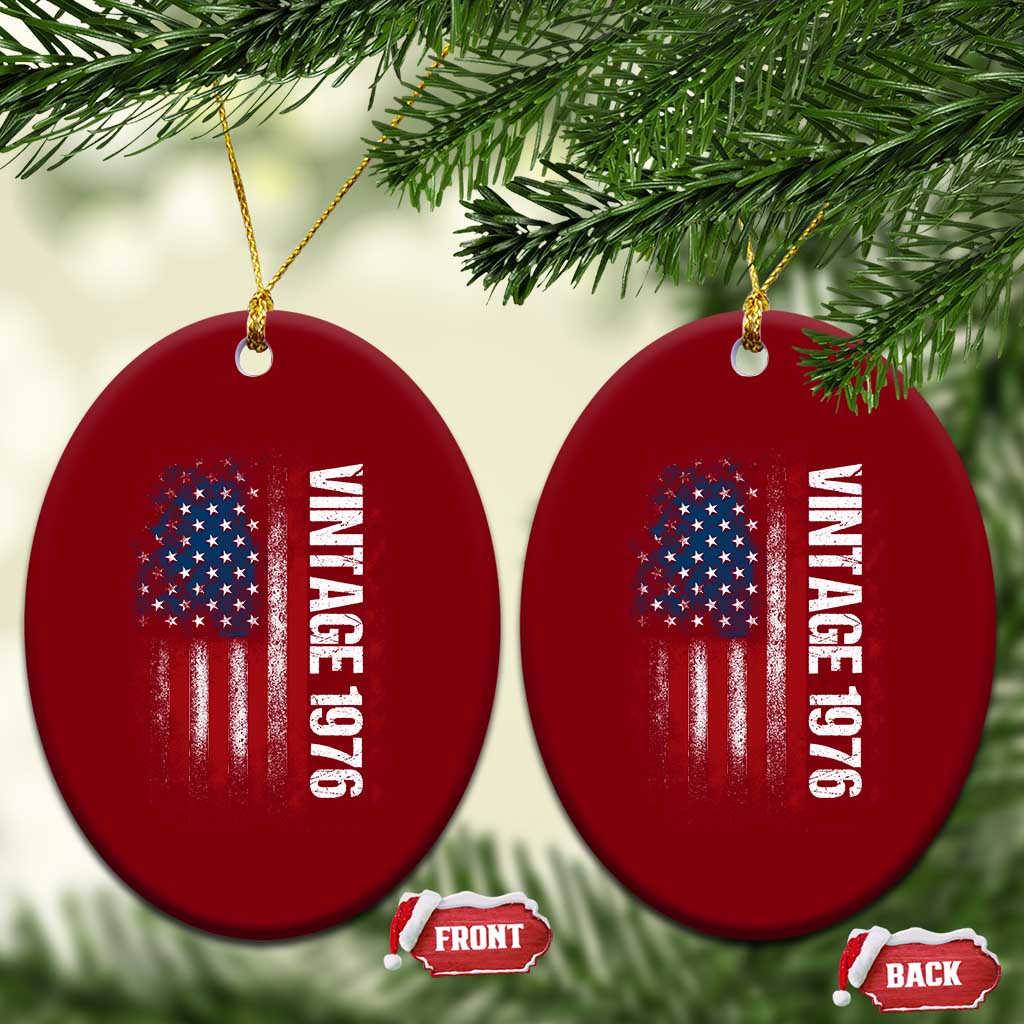 1976 Distressed American Flag Ceramic Ornament Patriotic 50th Birthday Graphic