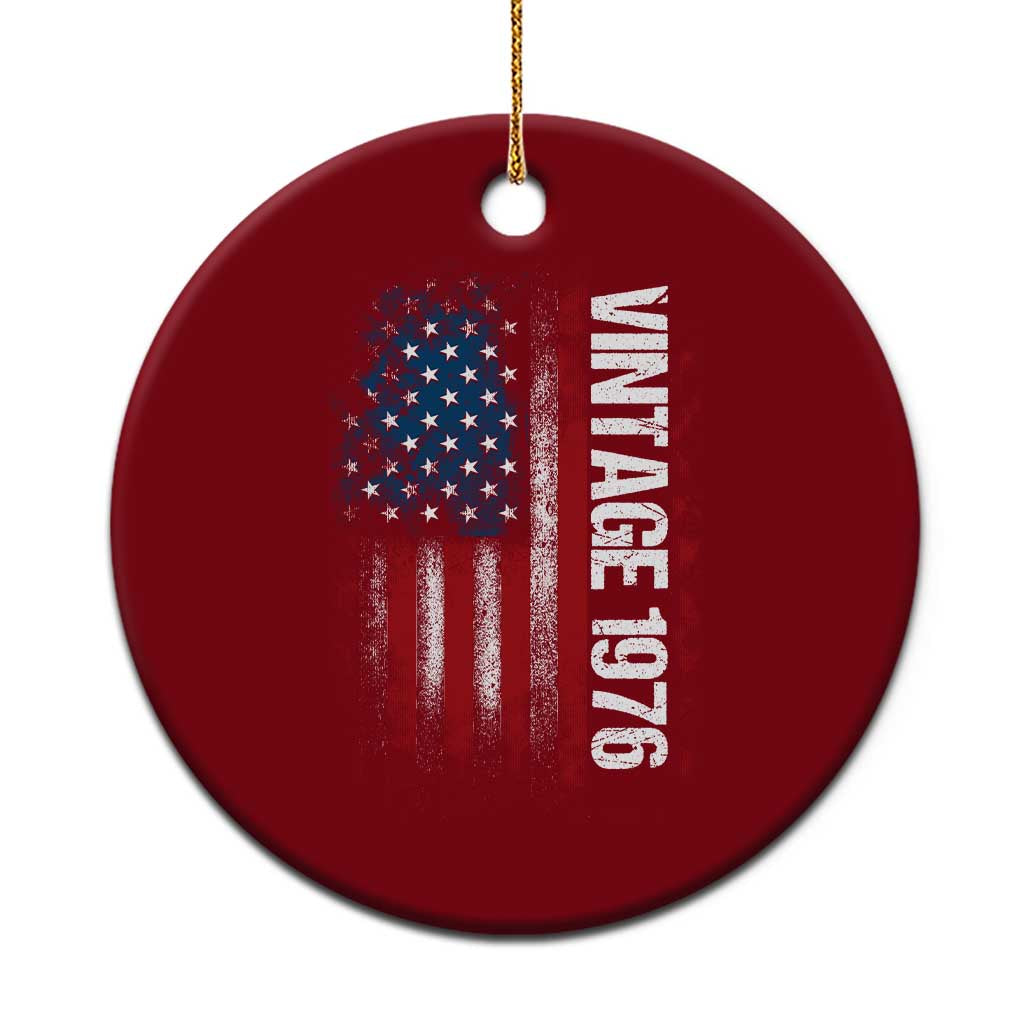 1976 Distressed American Flag Ceramic Ornament Patriotic 50th Birthday Graphic
