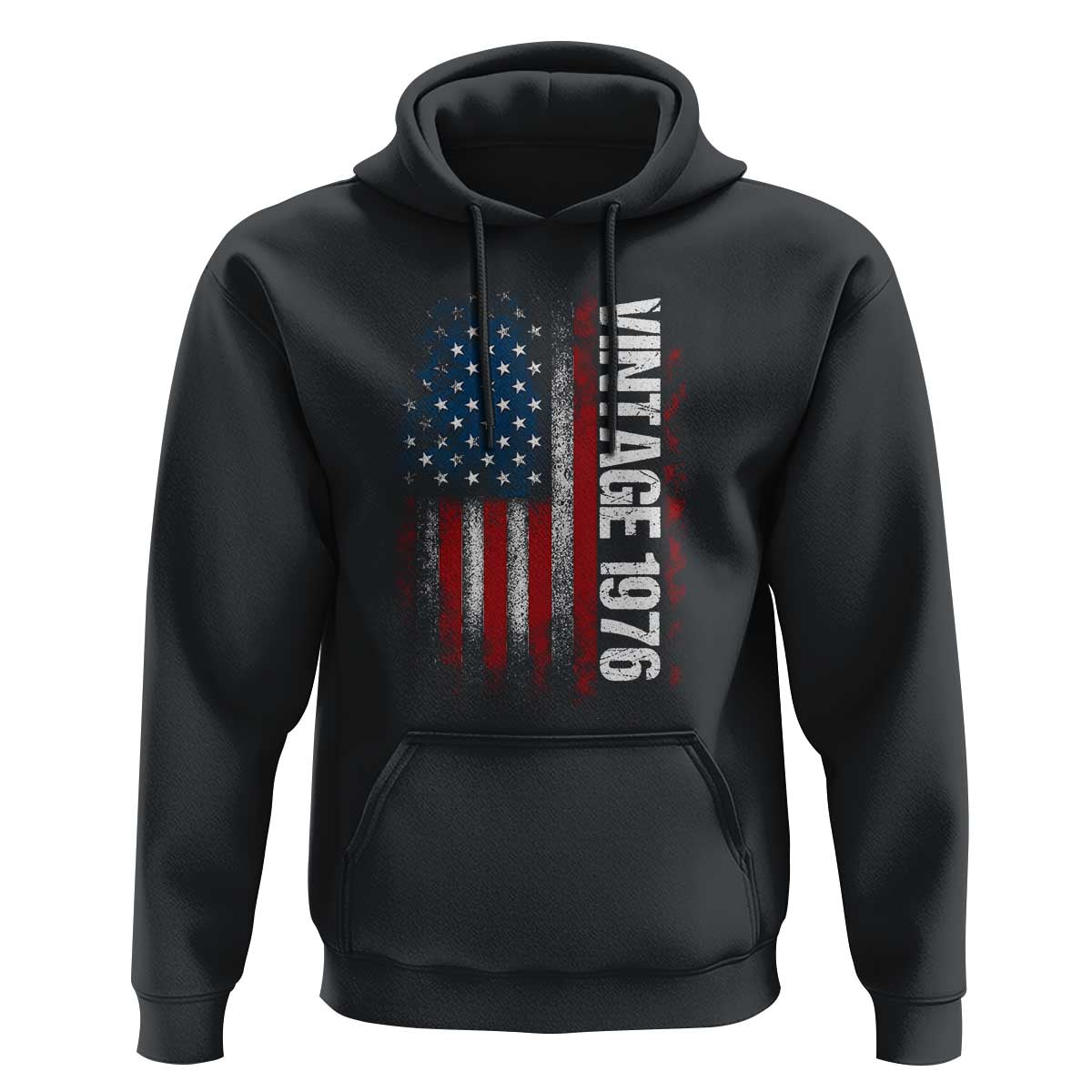 1976 Distressed American Flag Hoodie Patriotic 50th Birthday Graphic