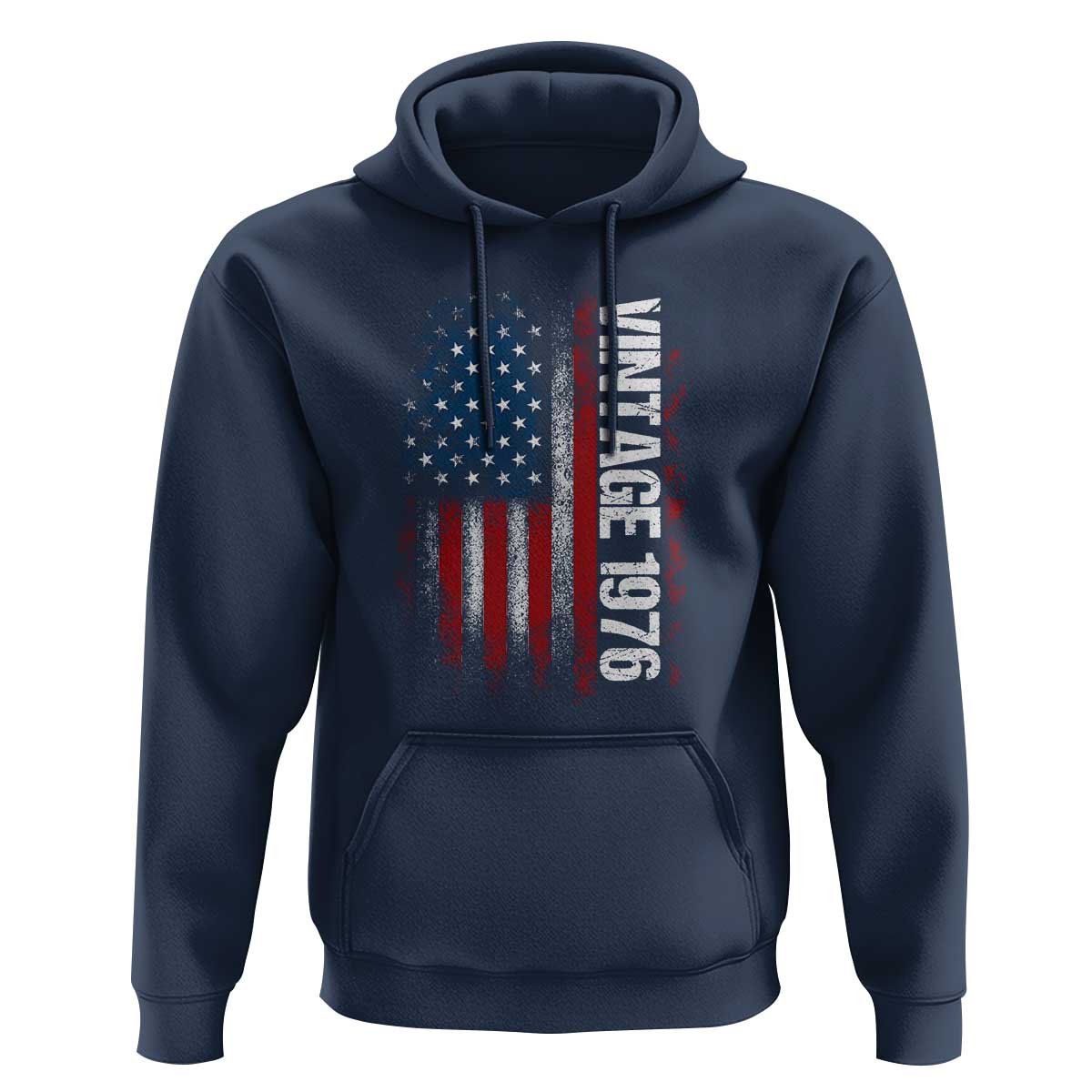 1976 Distressed American Flag Hoodie Patriotic 50th Birthday Graphic
