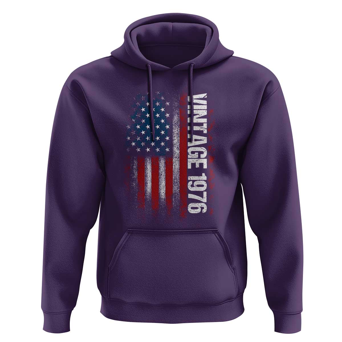 1976 Distressed American Flag Hoodie Patriotic 50th Birthday Graphic