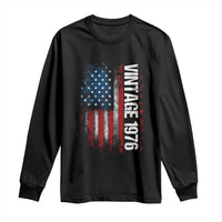 1976 Distressed American Flag Long Sleeve Shirt Patriotic 50th Birthday Graphic