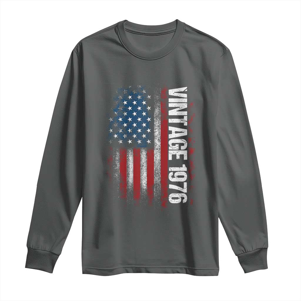 1976 Distressed American Flag Long Sleeve Shirt Patriotic 50th Birthday Graphic