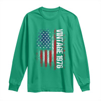 1976 Distressed American Flag Long Sleeve Shirt Patriotic 50th Birthday Graphic