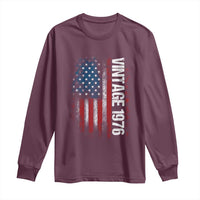 1976 Distressed American Flag Long Sleeve Shirt Patriotic 50th Birthday Graphic