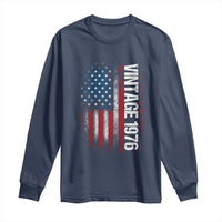 1976 Distressed American Flag Long Sleeve Shirt Patriotic 50th Birthday Graphic