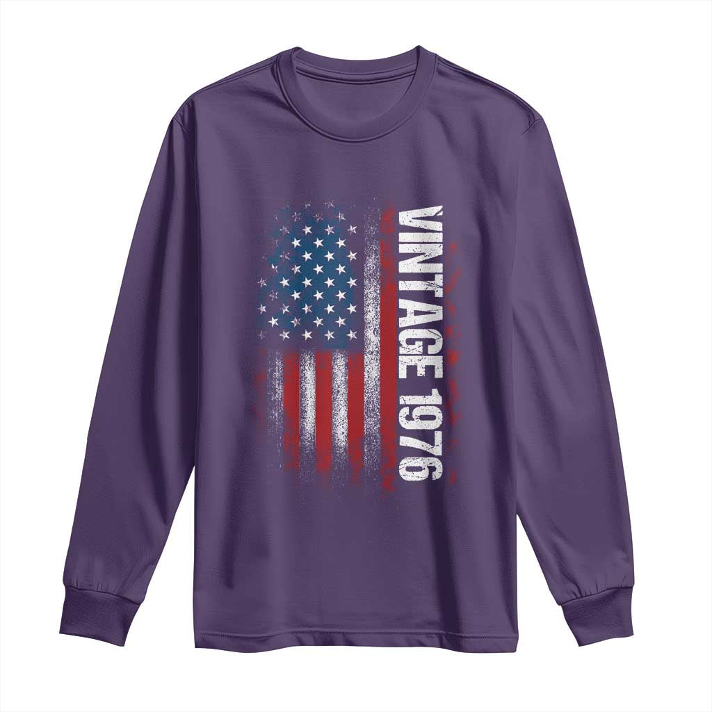 1976 Distressed American Flag Long Sleeve Shirt Patriotic 50th Birthday Graphic